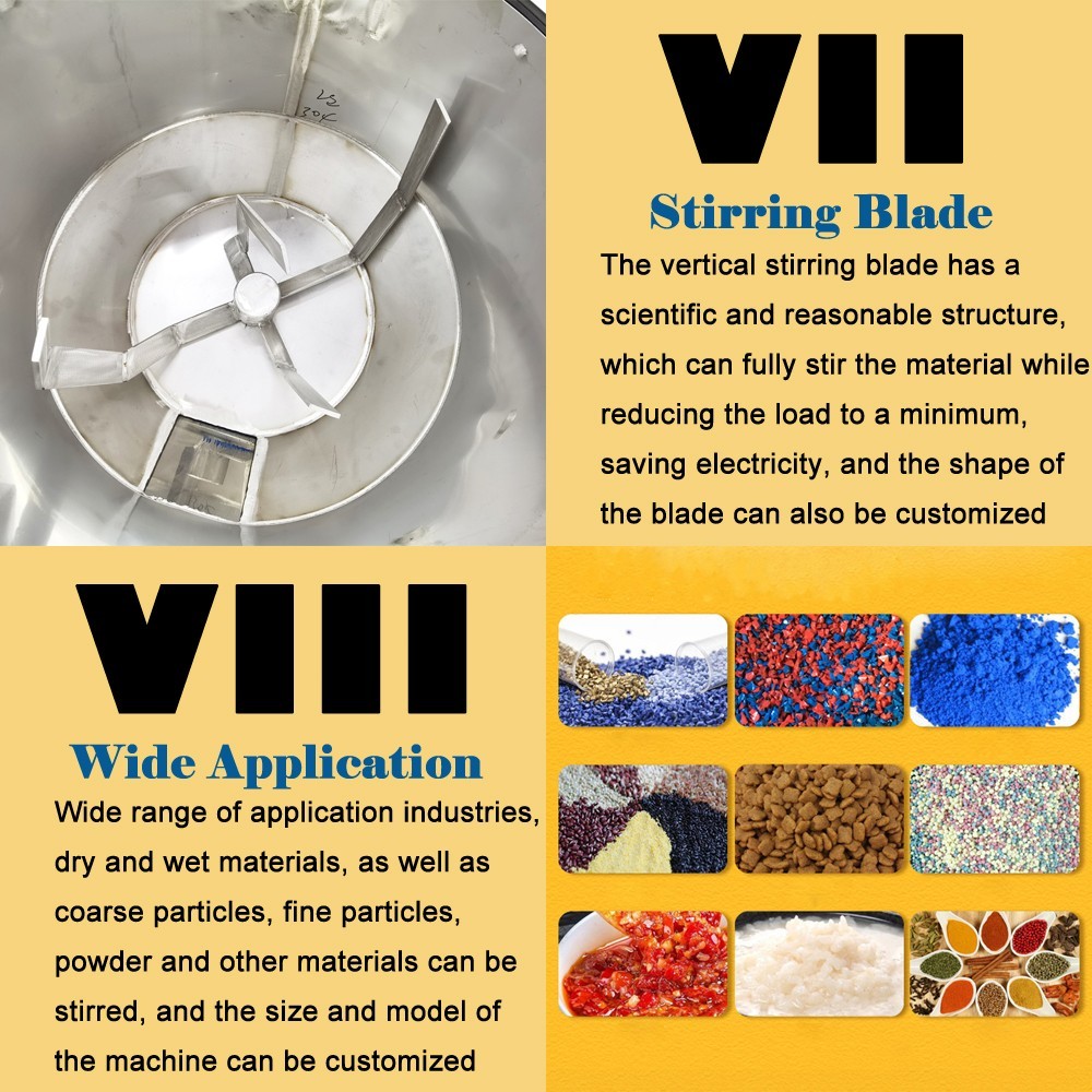 110V 1500W Vertical Color Mixer Plastic Particle Blender Mixer Agitator 50KG
