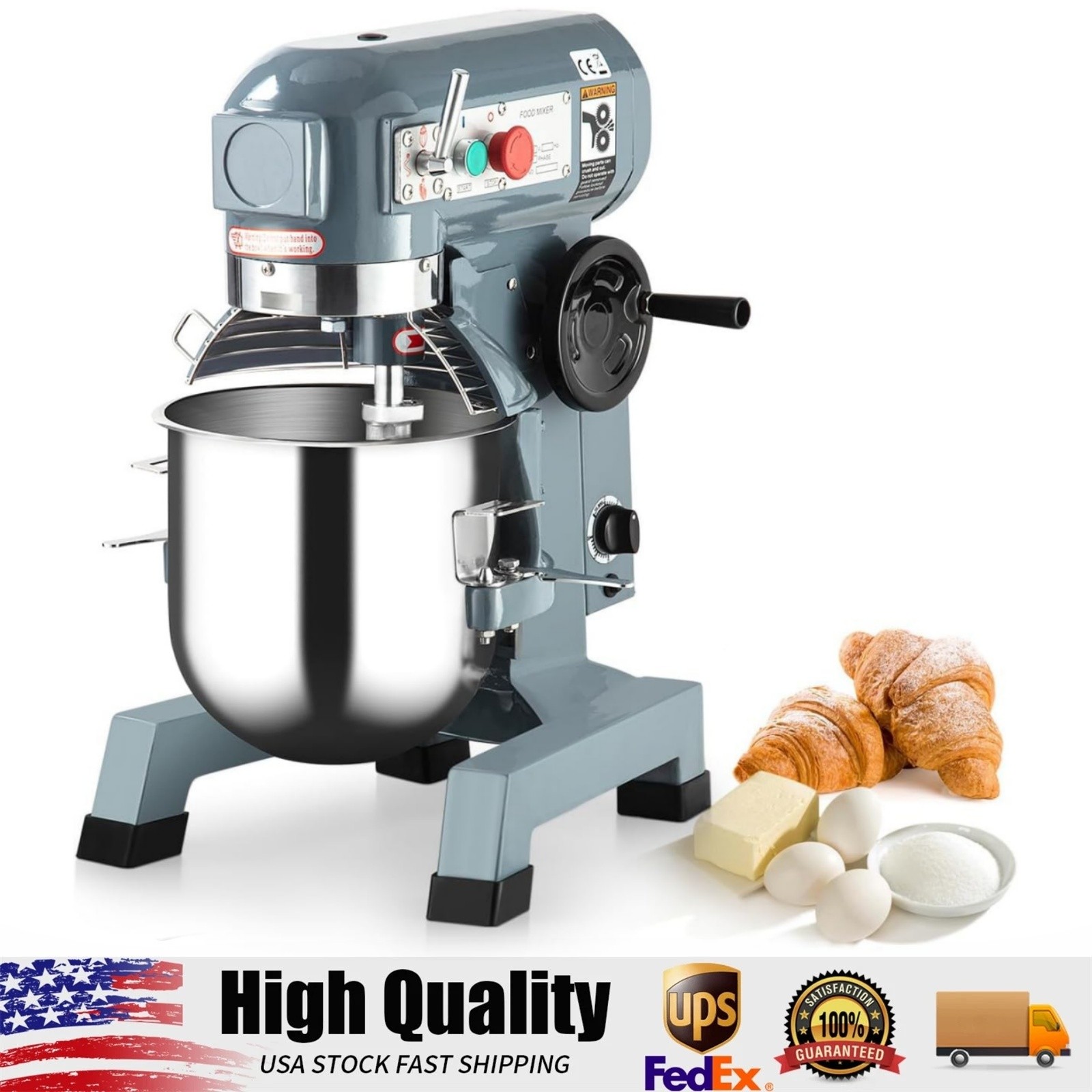 15 QT Commercial Food Mixer, 600W 3 Speeds Adjustable Electric Food Mixer