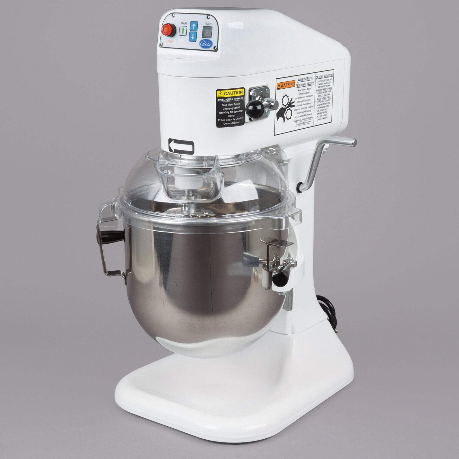 Globe 8 Qt. Bowl Lift Countertop Mixer with Guard & Standard Accessories, 1/4 hp