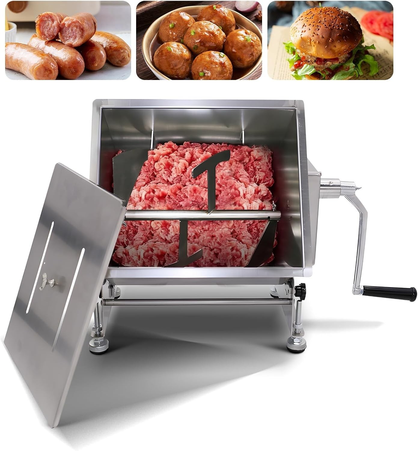 Hakka Commerical Meat Mixer, Stainless Steel 10L Tilt Tank Manual Meat Mixer …