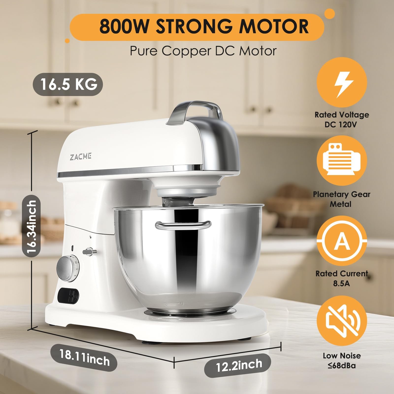 ZACME 8.4QT Commercial Stand Mixer 800W with Aluminum Die Casting Meets the