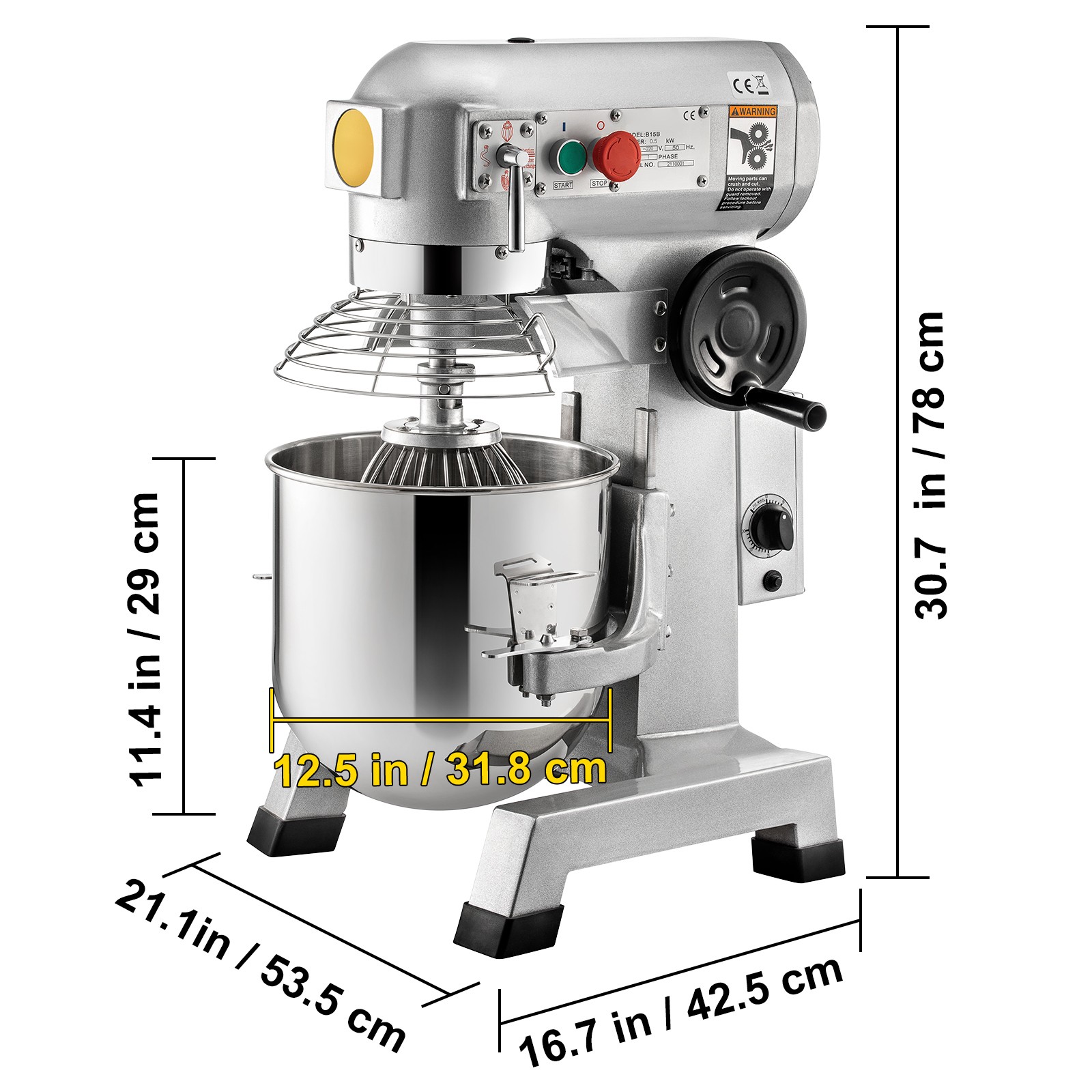 Commercial Electric Food Mixer Stand Mixer 20Qt Dough Mixer 3 Speed 750W w/ Time