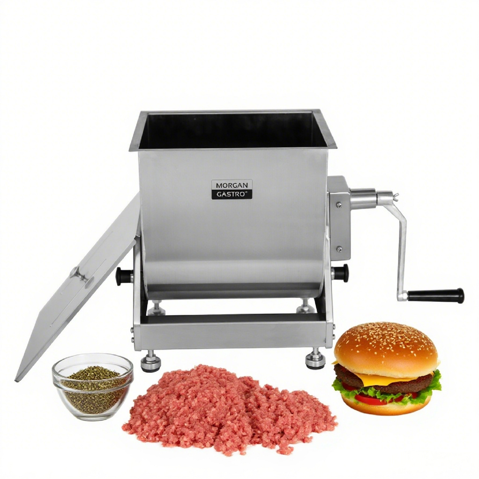 CMI Manual Meat Mixer 30 Pound Sausage Mixing Stainless Steel Tilt Tank Mixer