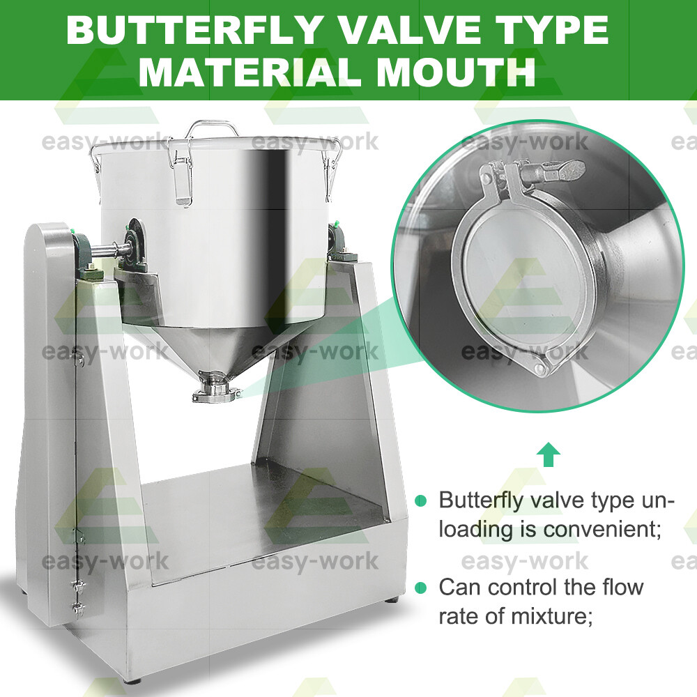 5-20KG Electric 304 Stainless Powder Blender Lab Dry Dough Powder Drum Mixer