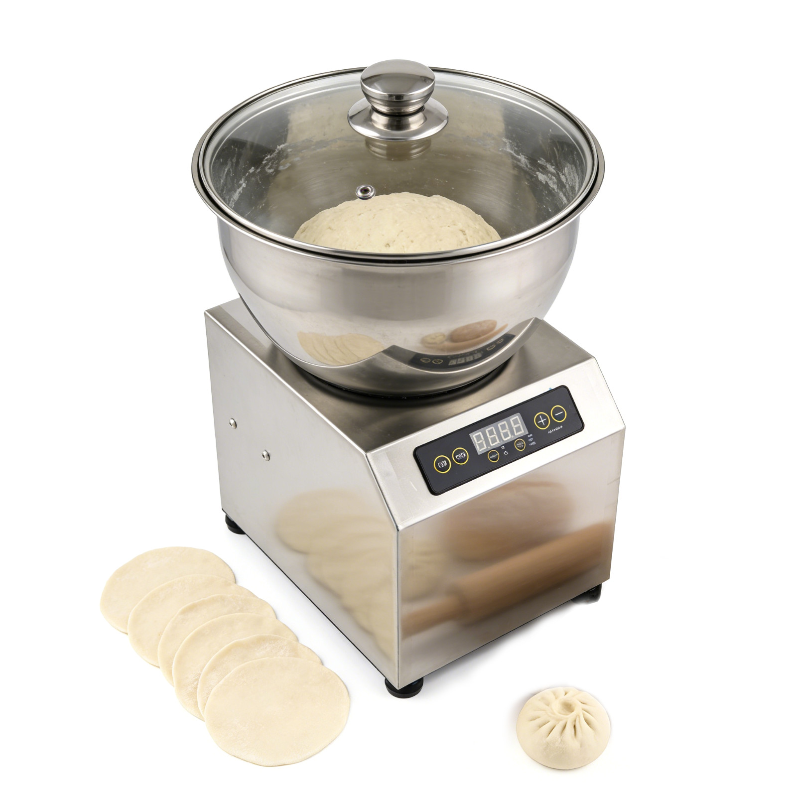 8KG Commercial Dough Mixer Stainless Steel Detachable Basin w/ Heating Function