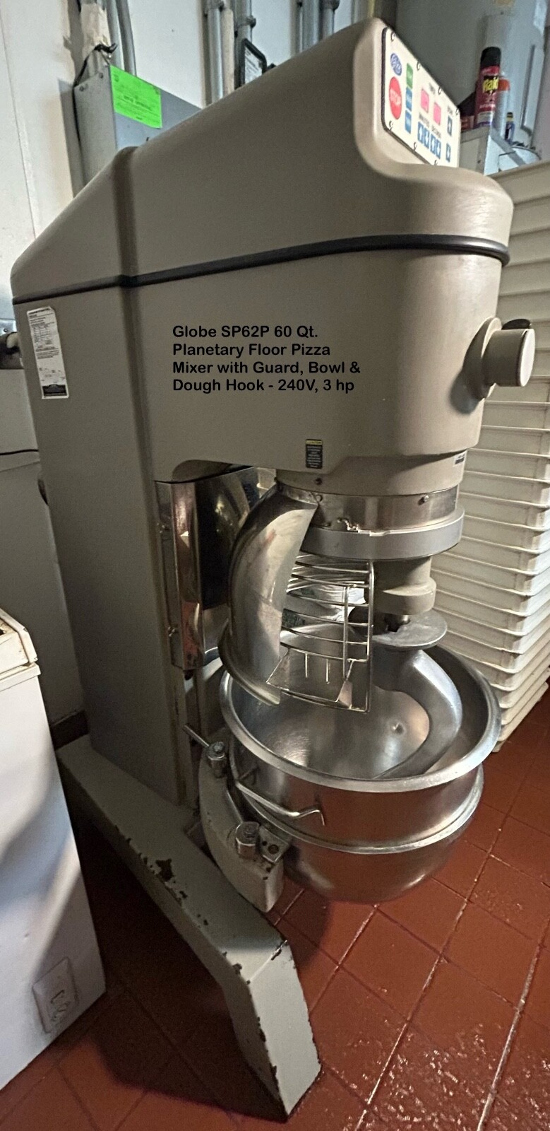 Globe SP62P-4 60 Qt Planetary Mixer Commercial 4 Speed with #12 Hub 3 HP