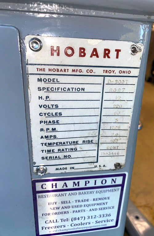 Mixers/ 30 Qt Hobart D-300 T /Planetary Mixer Floor Model /208-220V-3F-2.A