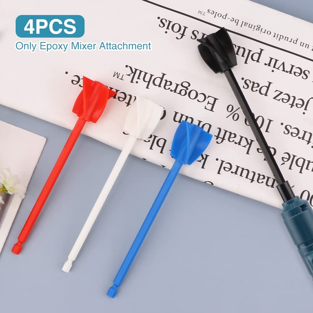 QOONESTL Resin Mixer Paddles, 4pcs Reusable free size, Black+white+red+blue