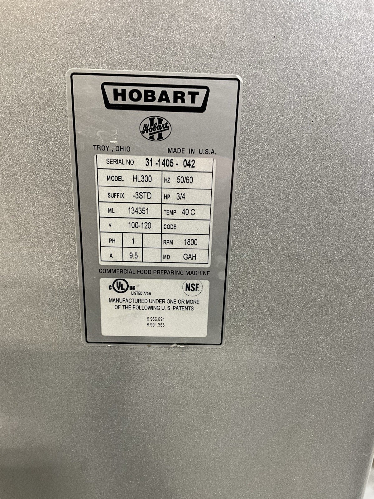 Hobart HL300-3STD Legacy+ 30 qt artisan bakery bread mixer 1 ph, 100-120v