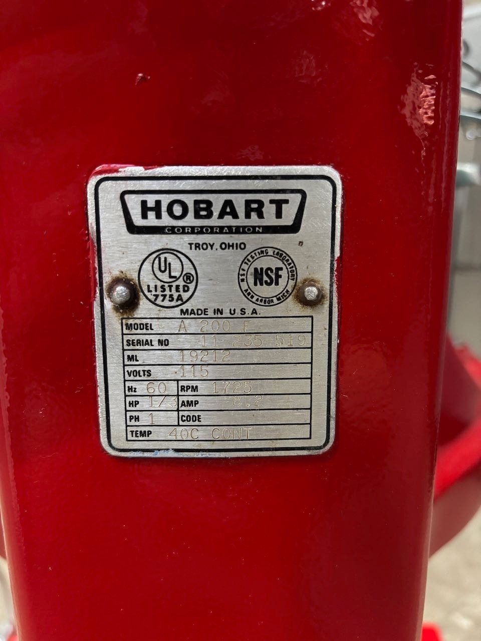 20 Quart Hobart A-200FT Floor Mixer NSF Planetary Bowl Whisk Hook Paddle #4434