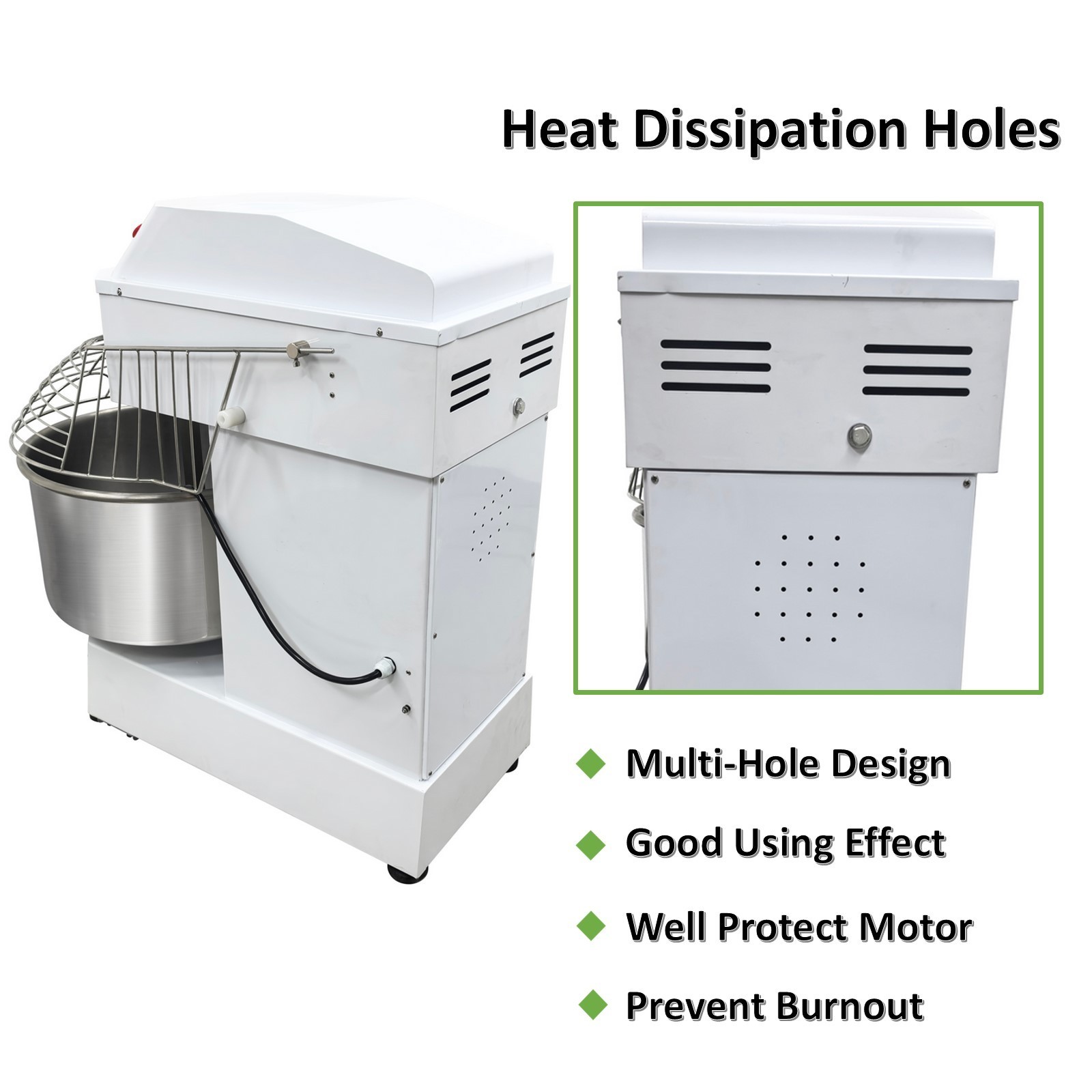 Commercial Electric Flour Mixer Machine 50QT Dual-Speed Spiral Dough Mixer 220V