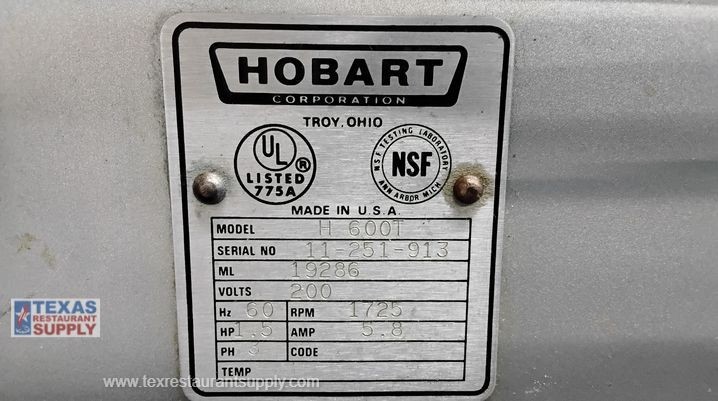 Hobart H600T 60 Qt Bakery Pizza Dough Mixer with Bowl and 1 Attachment