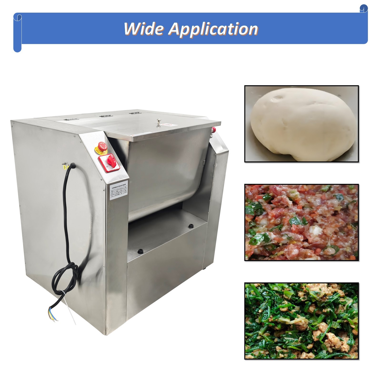 Upgraded! 50KG Commercial Dough Mixer 110V Food Mixer Flour Mixer 90° Tilt Bowl